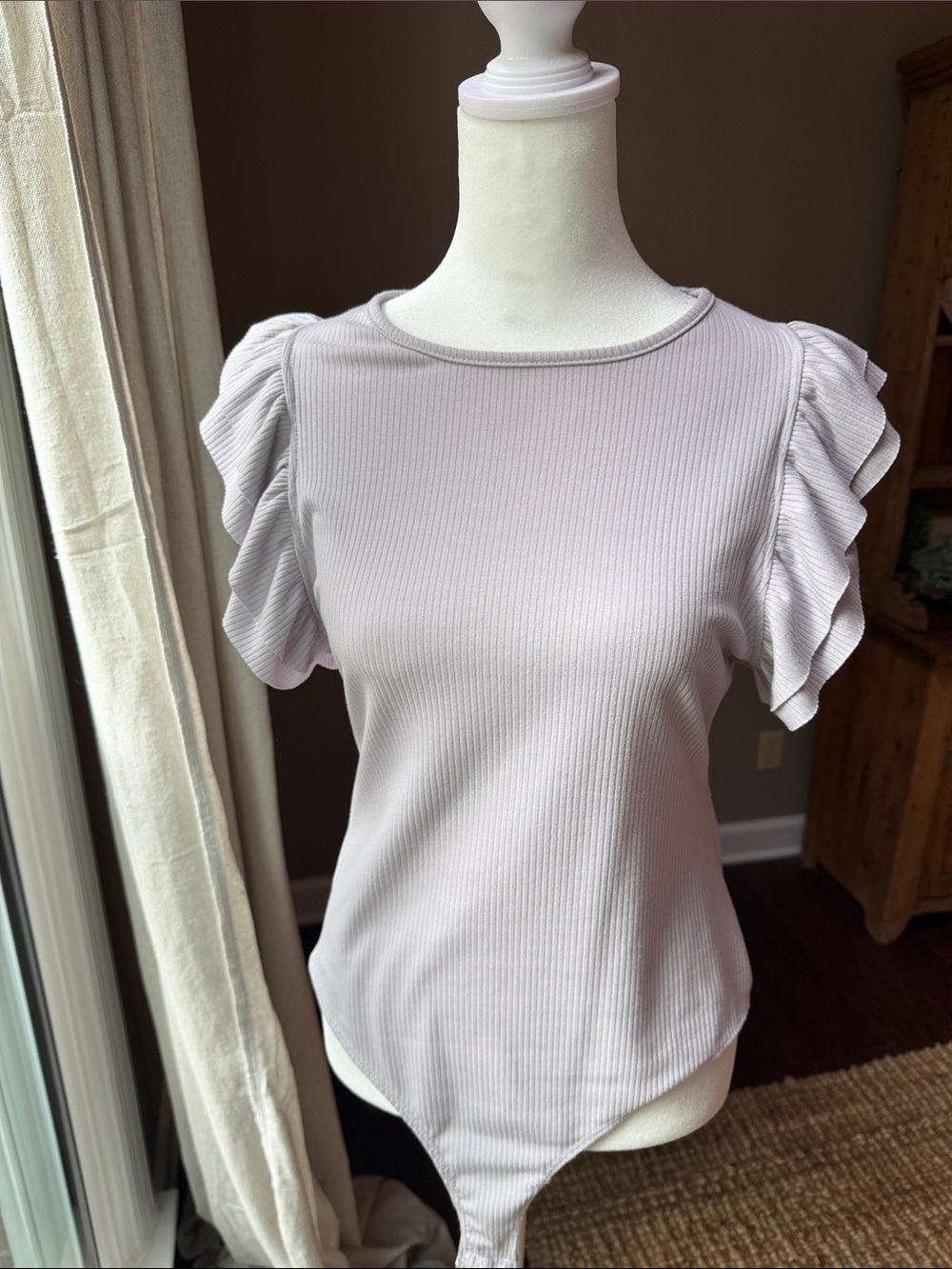 mts Ribbed Puff Sleeve Bodysuit - Light Lavender